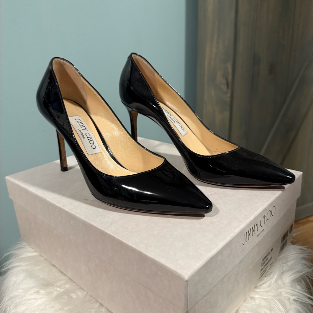 Jimmy Choo Black Patent Leather Pumps Romy 85